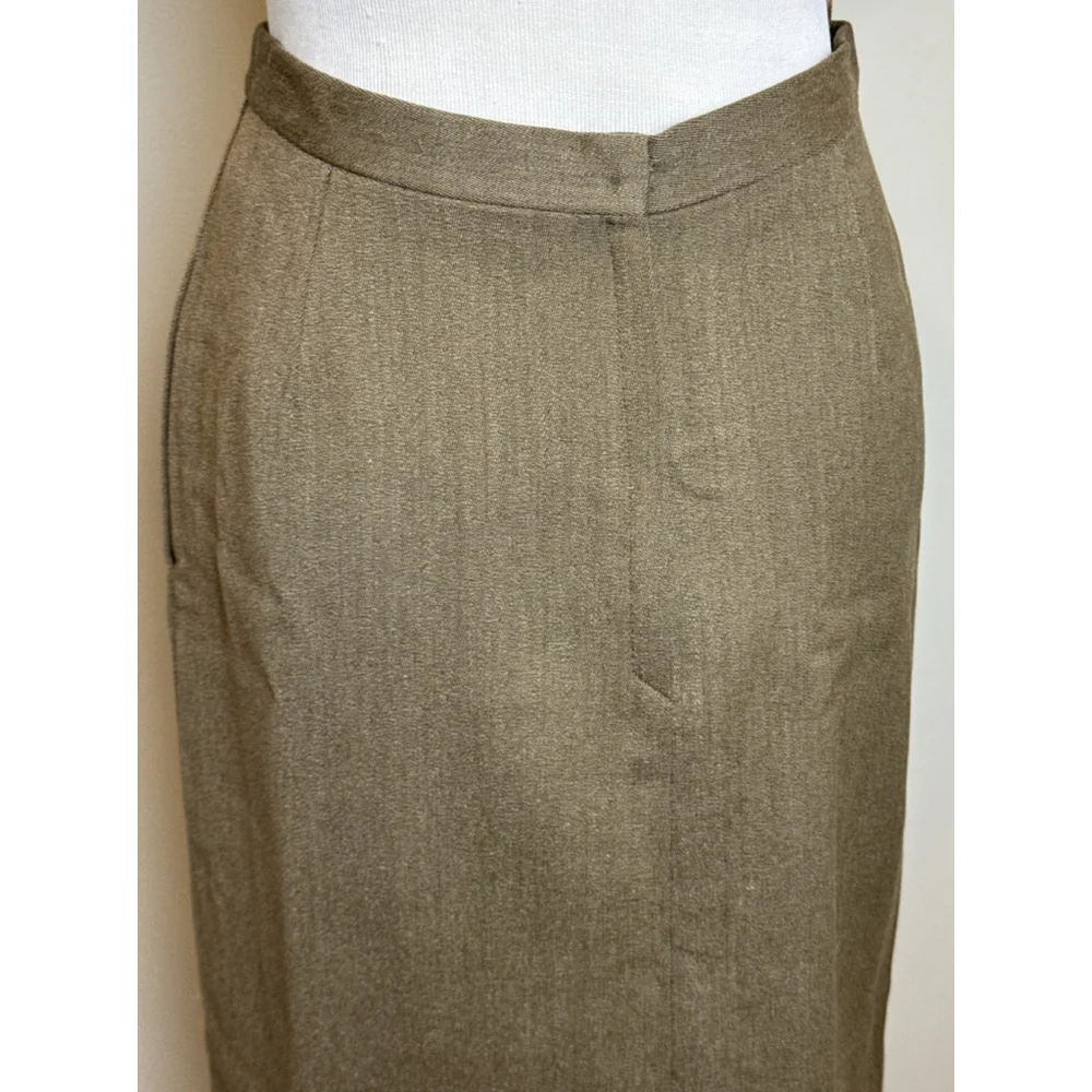 Hermes Sellier Brown Wool Pleated Skirt Classic Style Small Medium Vintage 28” W